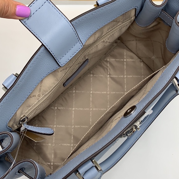 MICHAEL KORS HAMILTON MEDIUM SATCHEL PALE BLUE COLOR - Picture 12 of 16